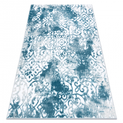 Moderní MEFE koberec 8724 Ornament vintage - Strukturální, dvě úrovně rouna krém / modrý