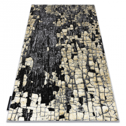 Tappeto JUTA 3652 linee noir / beige un colore - juta, tessitura piatta, frange
