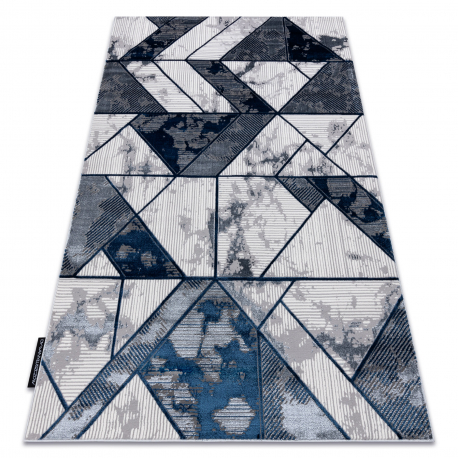 Modern DE LUXE matta 632 Geometrisk - structural kräm / mörkblå