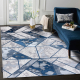 модерен DE LUXE килим 632 геометричен - structural сметана / тъмно синьо