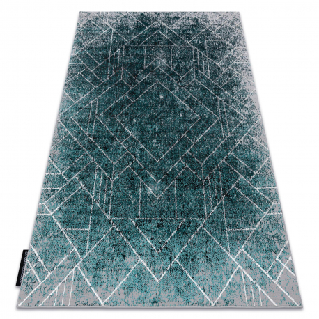 Modern DE LUXE carpet 626 Geometric, diamonds - structural grey / green