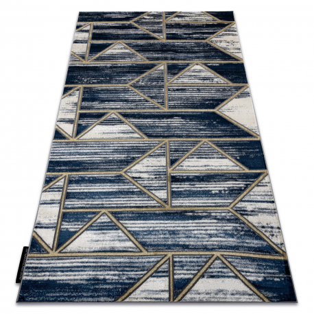 Moderný koberec DE LUXE 462 Geometrický - Štrukturálny tmavomodrý / zlato
