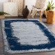 килим CORE A004 Рамка, сенчеста - структурни, две нива на руно, синьо / сиво