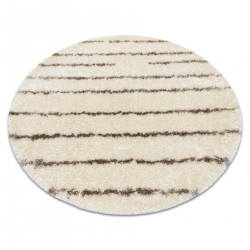 Teppe FLUFFY 2371 sirkel shaggy striper - krem / beige