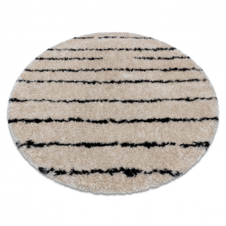 Tapis FLUFFY 2371 cercle shaggy Rayures - crème / anthracite