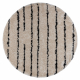Teppe FLUFFY 2371 sirkel shaggy striper - krem / antrasitt 