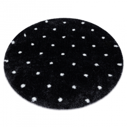 Carpet FLUFFY 2370 circle,shaggy dots - anthracite / white