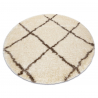 Dywan FLUFFY 2373 koło shaggy kratka, trellis - krem / beż