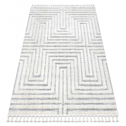 Teppich SEVILLA Z788A Labyrinth, griechisch weiß / grau Franse berber marokkanisch shaggy