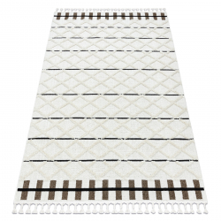 Matta SEVILLA Y611A spalje, ruter brun / vit Fringe Berber marockansk shaggy