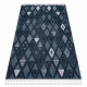 Carpet SEVILLA Y499B trellis, diamonds blue Fringe Berber Moroccan shaggy