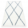 Teppich UNION 3683 Gitter sahne / blau Franse berber marokkanisch shaggy zottig