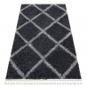 Tapis UNION 3482 Treillis gris Franges berbère marocain shaggy