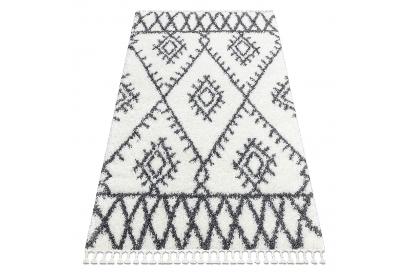 Szőnyeg BERBER UNION 3481 Cikcakk krém / szürke Rojt shaggy bozontos - Méret : 120x170 cm, Szín : krém