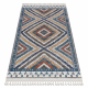 Modern carpet BELLE BG30C diamonds, ethnic blue / cream Fringe