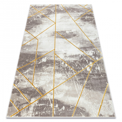 килим CORE 1818 Геометричні - структурні, два рівні флісу, слонової кістки / золото