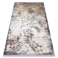 Moderný koberec LUCE 74 Dlažba tehla vintage - Štrukturálny sivá / horčica