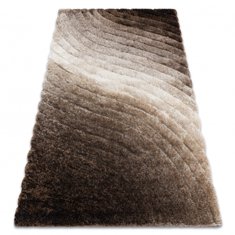 Modern shaggy carpet FLIM 006-B2 Waves - structural brown