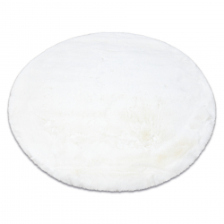 Modern tvättmatta TEDDY cirkel shaggy, plysch, mycket tjock halkskydd elfenben