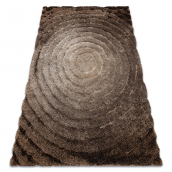 Moderní koberec FLIM 008-B7 shaggy, kruhy - Strukturální hnědý