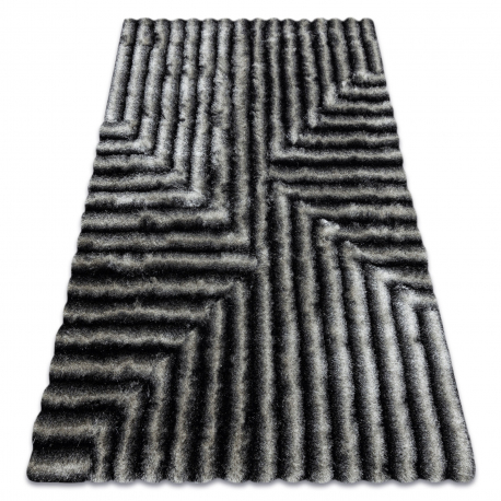 Modern FLIM 010-B3 shaggy szőnyeg, labirintus - Structural черен / сив