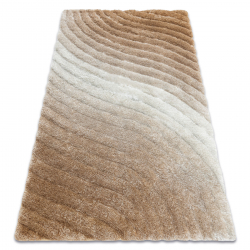 Modern Teppich FLIM 006-B5 shaggy, Wellen - Strukturell beige