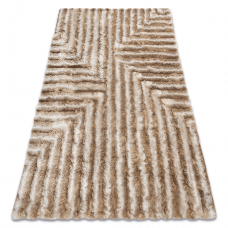Moderný koberec FLIM 010-B1 shaggy, bludisko - Štrukturálny hnedá