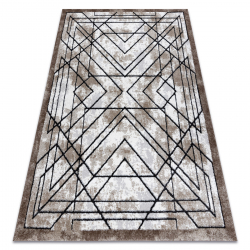 Moderný koberec COZY Tico, geometrický - Štrukturálny, dve vrstvy rúna, hnedá