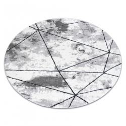 Modern Teppich Polygons Kreis, Geometrisch, Dreiecke - Strukturell zwei Ebenen aus Vlies grau