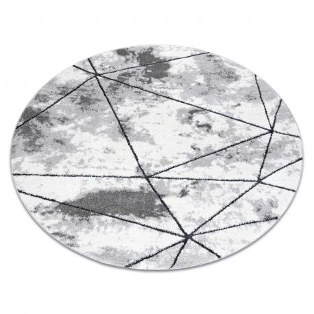 сучасний килим COZY Polygons коло, Геометричні, Трикутники - Structural два рівні флісу сірий