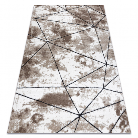 Modern carpet COZY Polygons, geometric, triangles - structural two levels of fleece brown