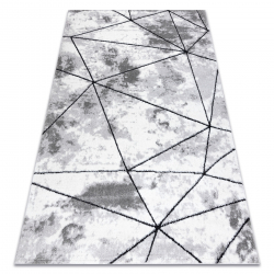 Tapis moderne COZY Polygons, géométrique, triangles - Structural deux niveaux de molleton gris