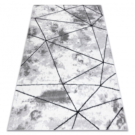 Alfombra moderna COZY Polygons, geométrico, triangulos - Structural dos niveles de vellón gris