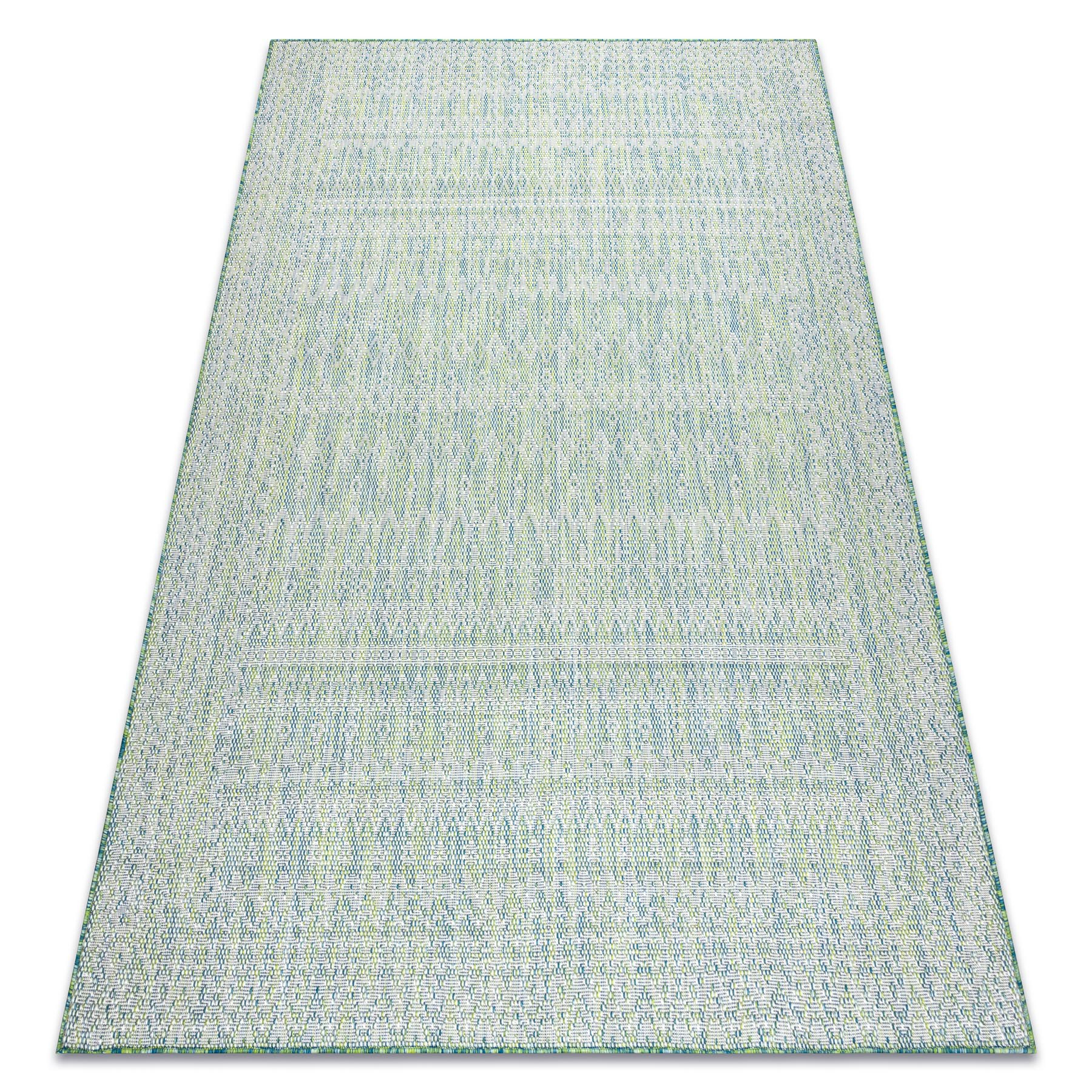 Tappeto SIZAL SION Diamanti 22184 tessuto piatto verde / blu / ecru -  Tappeti in tessuto sisal