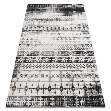 Moderný koberec MUNDO E0592 etnický outdoor bez / čierna