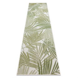 Ковер SIZAL SION Дорожка, пальмовые листья, тропический 2837 плоский тканый экрю / зеленый