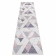 Kilimas sizalio virvelės bėgikas SION Geometrinis, Trikampiai 3006 plokščias audimas ecru / rožinė