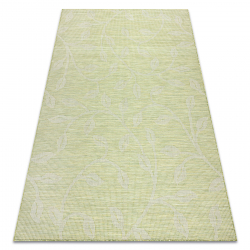Teppich SISAL PATIO 3045 Blätter flach gewebt grün / beige