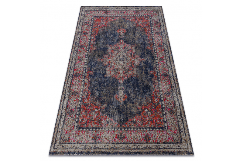 Dywan nowoczesny MUNDO E0551 ornament, ramka vintage outdoor czerwony / czarny - Rozmiar : 160x220 cm