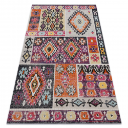 Moderný koberec MUNDO D7682 etnický boho 3D outdoor růžový / béžová