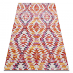 Modern matta MUNDO D7951 diamanter 3D utomhus rosa / beige