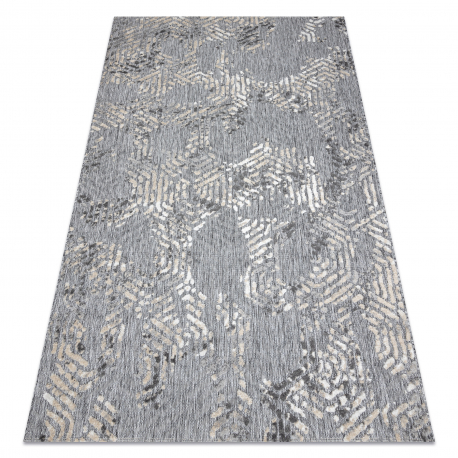 Tepih Strukturne SOLE D3842 šesterokuta - Ravno tkano, dvije razine flora siva / bež