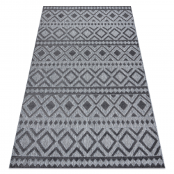 Tappeto Structural SOLE D3852 Boho, quadri - tessuto piatto grigio