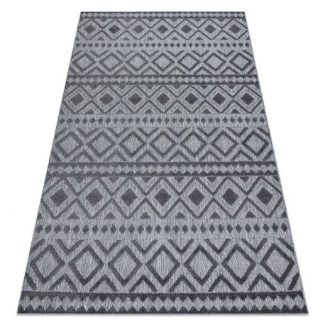 Tepih Strukturne SOLE D3852 Boho, dijamant - Ravno tkano, dvije razine flora siva