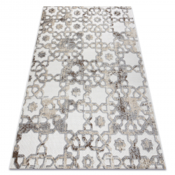 Tepih Strukturne SOLE D3882 Ornament - Ravno tkano, dvije razine flora bež / siva