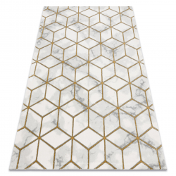 Kizárólagos EMERALD szőnyeg 1014 glamour, elegáns kocka krém / arany