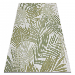 Tappeto SIZAL SION foglie di palma, tropicale 2837 tessuto piatto ecru / verde