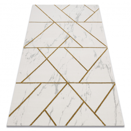 Tapis EMERALD exclusif 1012 glamour, élégant géométrique, marbre crème / or