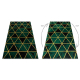 Alfombra EMERALD exclusivo 1020 glamour, elegante mármol, triangulos botella verde / oro