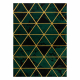 Alfombra EMERALD exclusivo 1020 glamour, elegante mármol, triangulos botella verde / oro